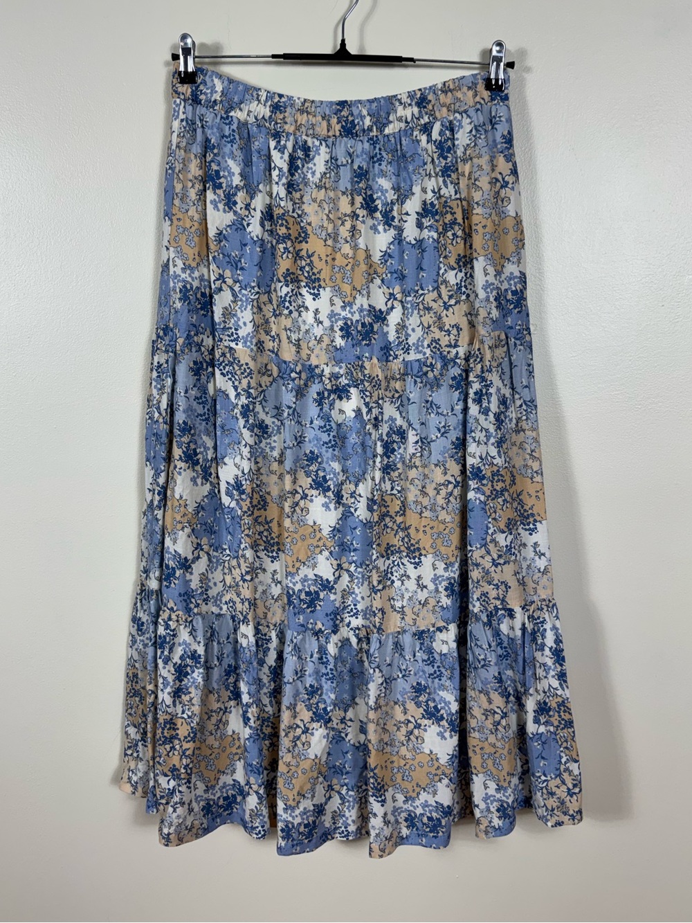 Japna Floral Tiered Maxi Skirt XL Cottage Prairie Western Peasant Bohemian